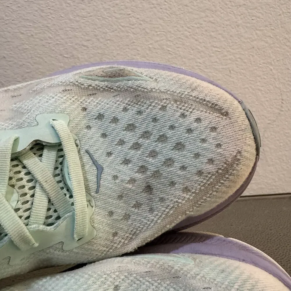 Hoka One One Clifton 9 Womens 9.5 B Blue Purple Running Walking Shoes Sneakers